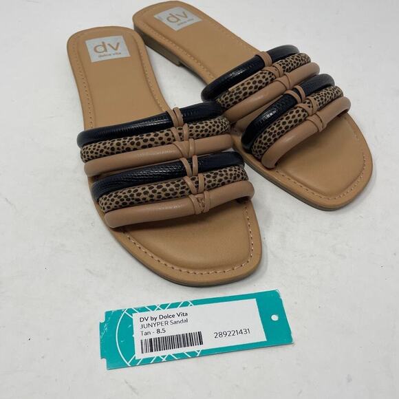 Dolce Vita Junyper Sandals 8.5 Slip On Cheetah Print Open Toe Faux Leather NEW - Picture 7 of 9